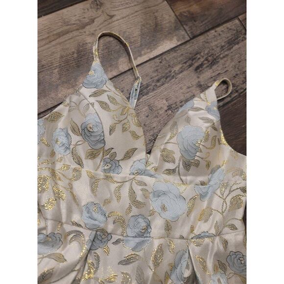 Gold and blue princess B. darlin prom formal dress 11/12 - Picture 3 of 6